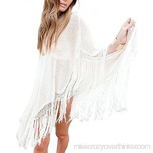 Rocking Giraffe Women Knitted Crochet Cover Up Beach Dress With White Tassels White One Size B079QNK79F